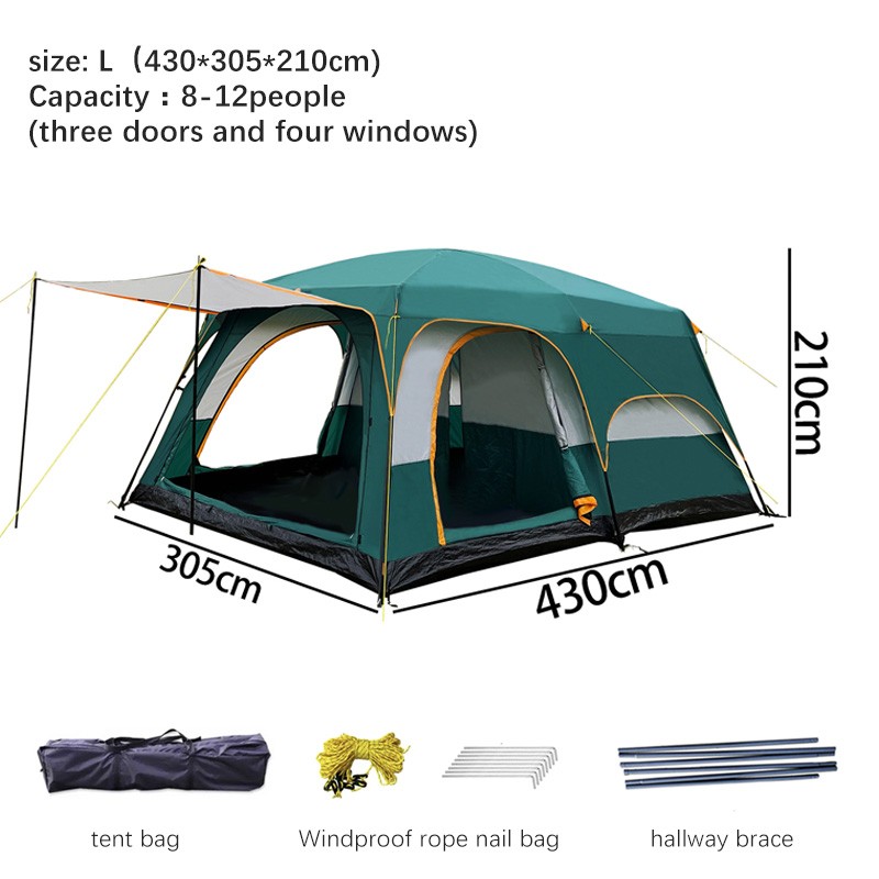 Wholesale Two rooms and one living room big family camping tent