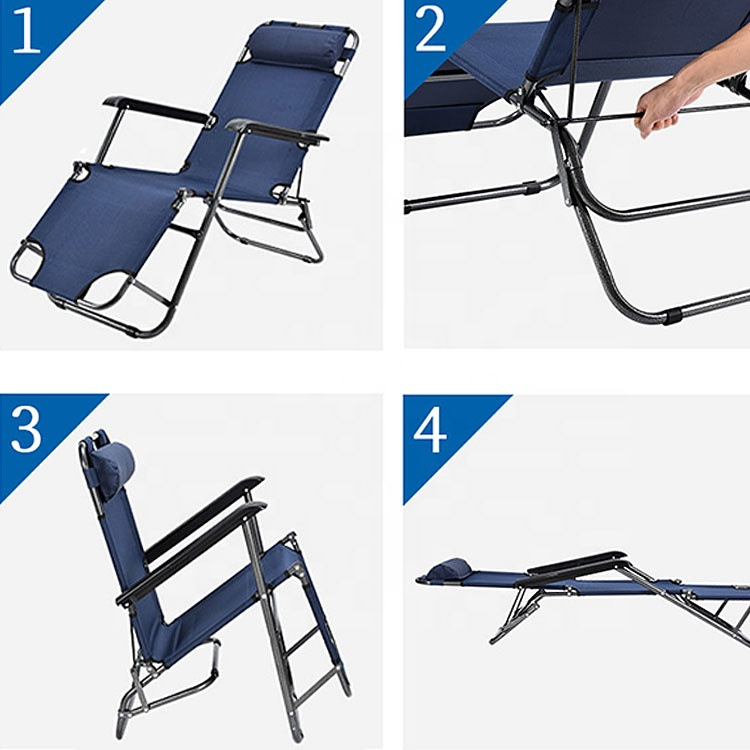 Outdoor Garden Chair Folding Reclining Beach Chair Folding Lounge Chair